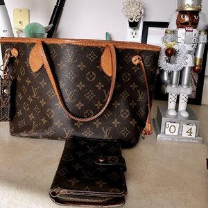 Pre-owned, Authentic Louis Vuitton tote, wallet and repurposed keychain bundle